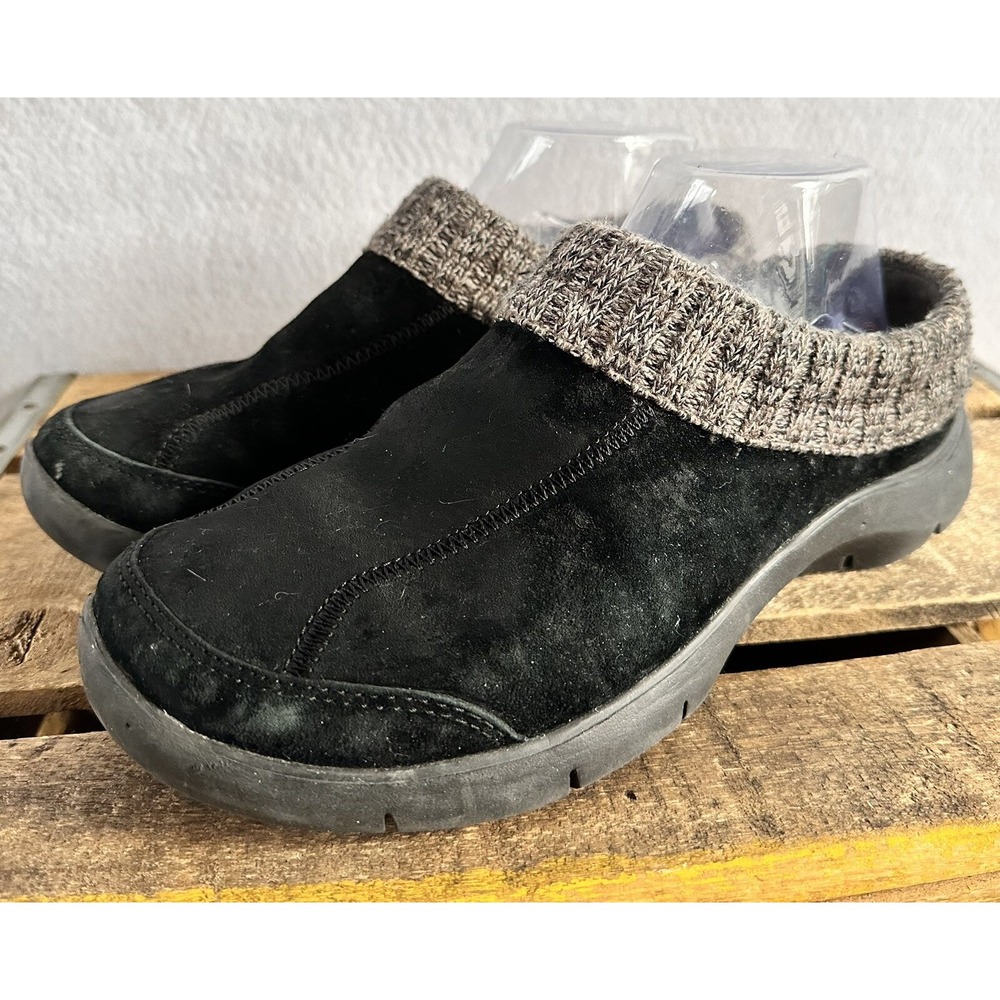 Dansko Shoes Mules Clogs Suede Black Knit Trim Women's 9.5 / 40